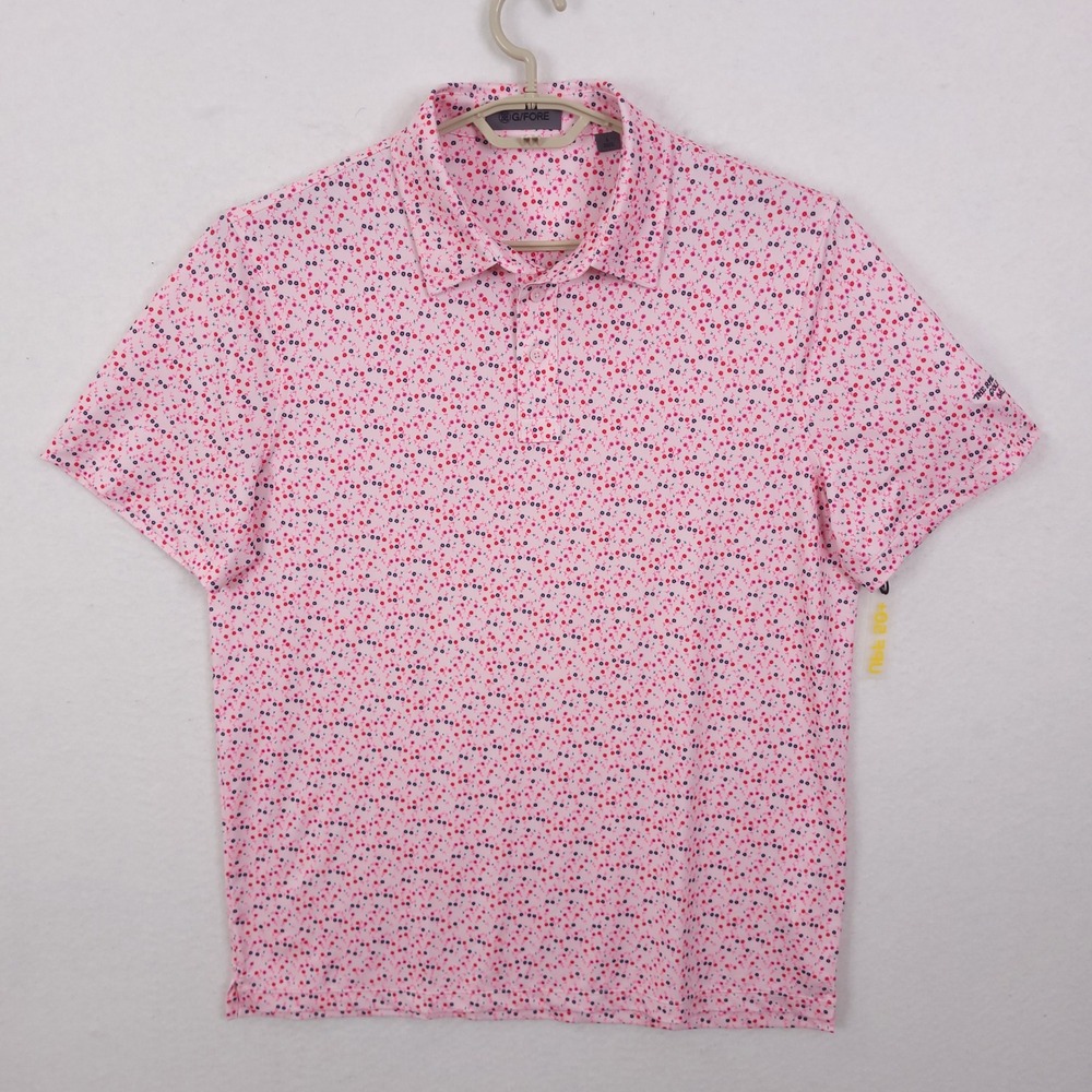 G/FORE Polo Shirt Mens L Pink Floral Ritz Carlton Golf Club Performance Stretch